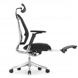 Кресло с подножкой FALTO SPRING 2 (поясничный валик, подлокотникии 6D(360), сетка, черный)