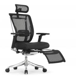 Кресло с подножкой FALTO SPRING 2 (поясничный валик, подлокотникии 6D(360), сетка, черный)