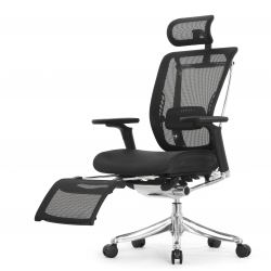 Кресло с подножкой FALTO SPRING 2 (поясничный валик, подлокотникии 6D(360), сетка, черный)