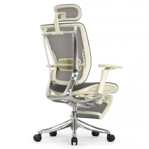Кресло с подножкой FALTO SPRING 2 (поясничный валик, подлокотн 6D(360), сетка, светлый)