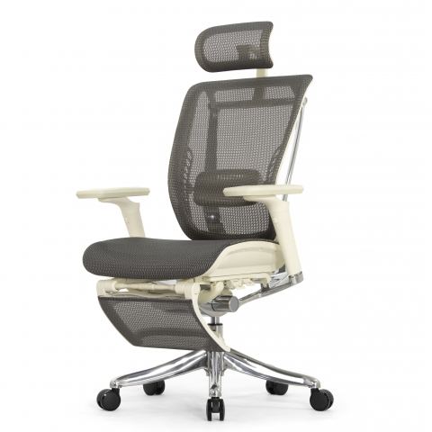 Кресло с подножкой FALTO SPRING 2 (поясничный валик, подлокотн 6D(360), сетка, светлый)