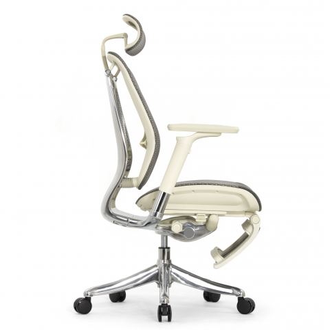 Кресло с подножкой FALTO SPRING 2 (поясничный валик, подлокотн 6D(360), сетка, светлый)