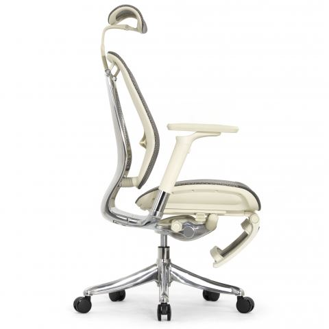 Кресло с подножкой FALTO SPRING 2 (поясничный валик, подлокотн 6D(360), сетка, светлый)