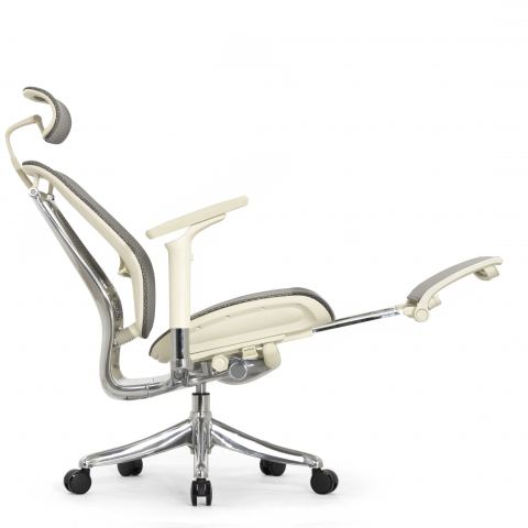 Кресло с подножкой FALTO SPRING 2 (поясничный валик, подлокотн 6D(360), сетка, светлый)