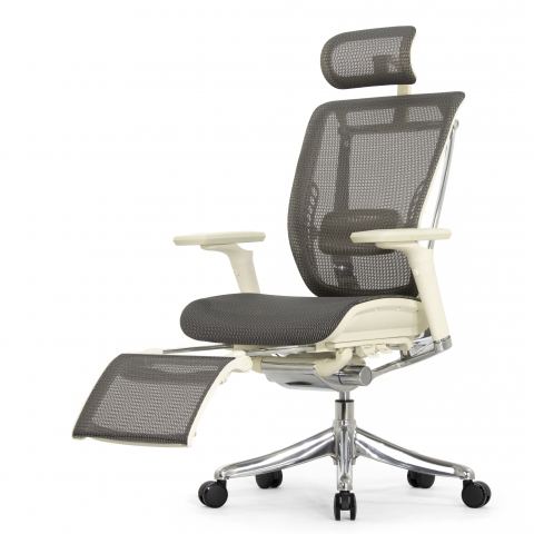 Кресло с подножкой FALTO SPRING 2 (поясничный валик, подлокотн 6D(360), сетка, светлый)