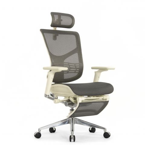 Кресло с подножкой FALTO STAR 2 (подлокотники 6D(360),сетка, цвет светлый)