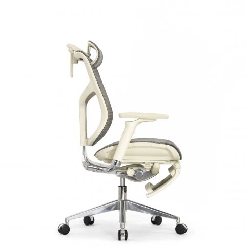 Кресло с подножкой FALTO STAR 2 (подлокотники 6D(360),сетка, цвет светлый)