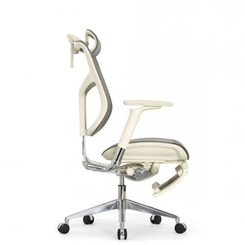 Кресло с подножкой FALTO STAR 2 (подлокотники 6D(360),сетка, цвет светлый)