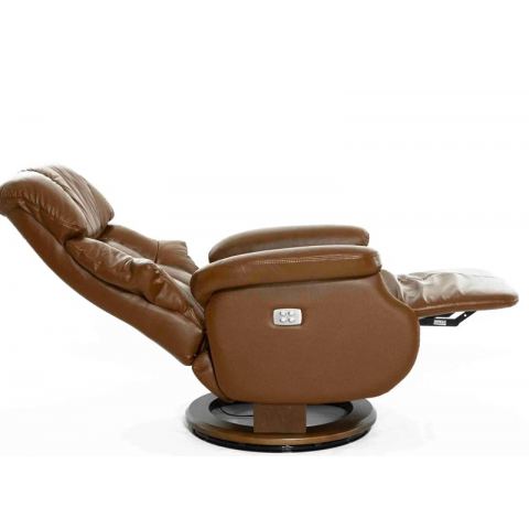 Кресло электрореклайнер FALTO Lux Electro (2 мотора, натуральная кожа, коричневый)