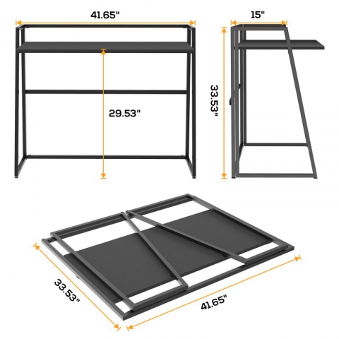 Складной письменный стол (для компьютера) EUREKA ERK-FD-02B с шириной 104 см, Black