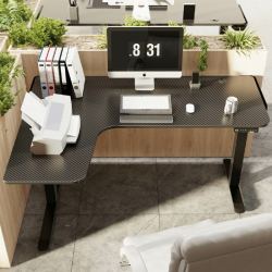 Стол для компьютера EUREKA ERK-EGD-L60L-B-US, L-формы c электрической регулировкой по высоте