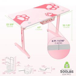 Стол для компьютера (для геймеров) EUREKA GIP 47, Pink