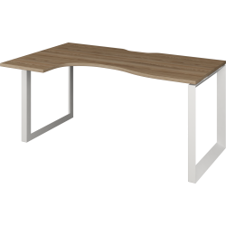 Стол эргономичный левый на металлокаркасе НТМП.О-040.ЛВ Дуб сафари/Белый 1400x1000x750 Аргентум-МП