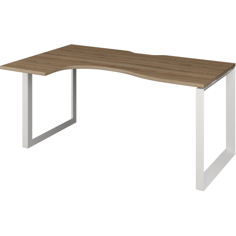 Стол эргономичный левый на металлокаркасе НТМП.О-040.ЛВ Дуб сафари/Белый 1400x1000x750 Аргентум-МП