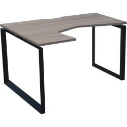 Стол эргономичный левый на металлокаркасе НТМП.О-040.ЛВ Лиственница/Антрацит 1400x1000x750 Аргентум-МП