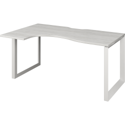 Стол эргономичный левый на металлокаркасе НТМП.О-040.ЛВ Сосна винтер/Белый 1400x1000x750 Аргентум-МП