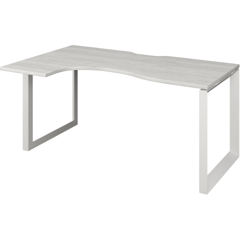 Стол эргономичный левый на металлокаркасе НТМП.О-040.ЛВ Сосна винтер/Белый 1400x1000x750 Аргентум-МП