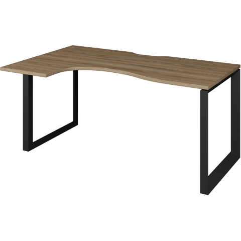 Стол эргономичный левый на металлокаркасе НТМП.О-060.ЛВ Дуб сафари/Антрацит 1600x1000x750 Аргентум-МП