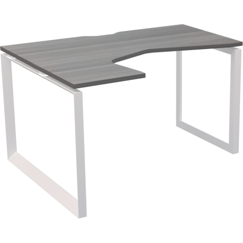 Стол эргономичный левый на металлокаркасе НТМП.О-060.ЛВ Лиственница/Белый 1600x1000x750 Аргентум-МП