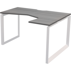 Стол эргономичный правый на металлокаркасе НТМП.О-040.ПР Лиственница/Белый 1400x1100x750 Аргентум-МП