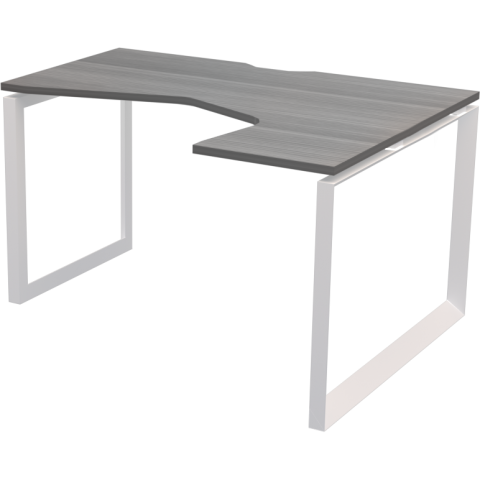 Стол эргономичный правый на металлокаркасе НТМП.О-040.ПР Лиственница/Белый 1400x1100x750 Аргентум-МП