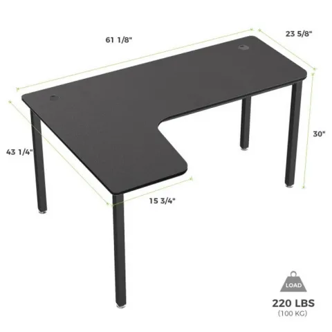 Стол для компьютера угловой EUREKA CD-L01L-60B, Black