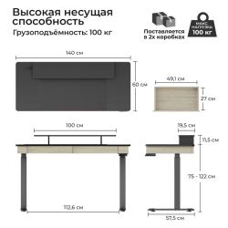 Стол c электрической регулировкой по высоте EUREKA ERK-ED-I55-OG