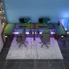 Стол EUREKA ERK-GD-L60R-B-EU L-формы со стеклянной столешницей и RGB-подсветкой