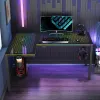 Стол EUREKA ERK-GD-L60R-B-EU L-формы со стеклянной столешницей и RGB-подсветкой