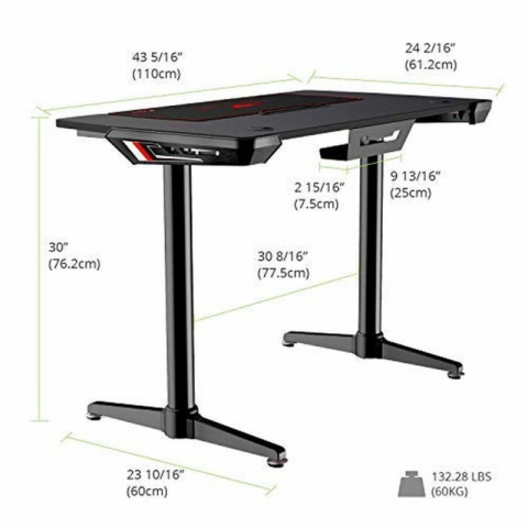 Стол компьютерный игровой Eureka I1, чёрный