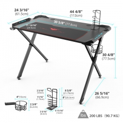 Стол компьютерный игровой Eureka X1 S, чёрный