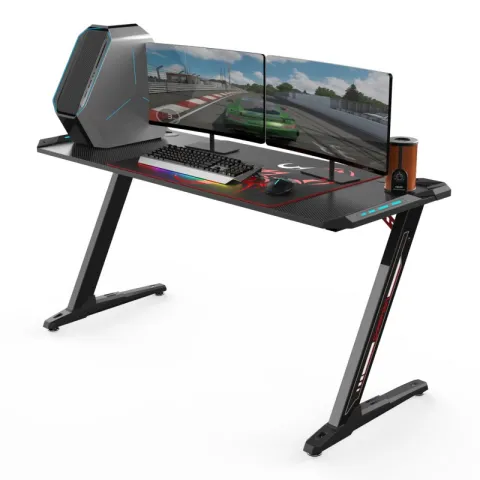 Стол компьютерный игровой Eureka Z60 c RGB подсветкой, чёрный