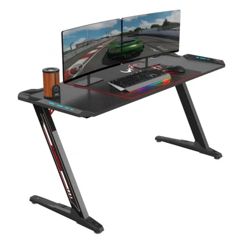 Стол компьютерный игровой Eureka Z60 c RGB подсветкой, чёрный