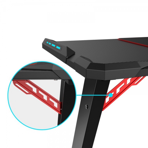 Стол компьютерный игровой Eureka Z60 c RGB подсветкой, чёрный