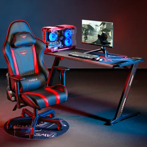 Стол компьютерный игровой Eureka Z60 c RGB подсветкой, чёрный