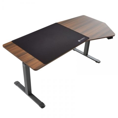Стол компьютерный с электроприводом уникальной формы 178х74 Eureka ERK-EDI-HTG-WN (Heptagon), орех