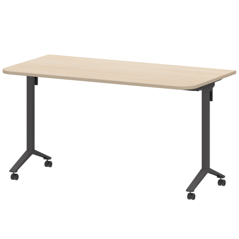 Стол мобильный складной радиусный МБ22-140.70Р Бук/Антрацит 1400x700x750 Моби