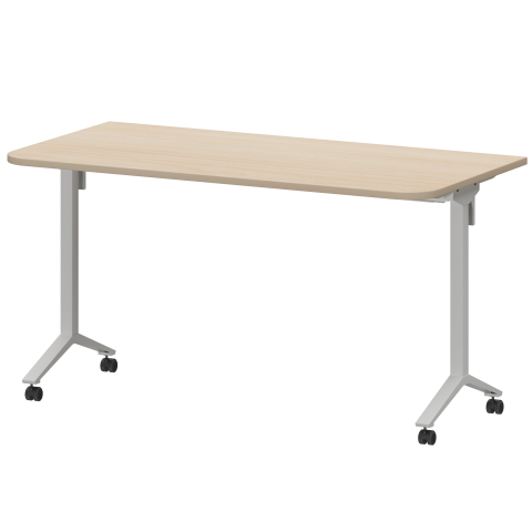 Стол мобильный складной радиусный МБ22-140.70Р Бук/Белый 1400x700x750 Моби