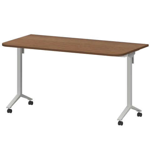 Стол мобильный складной радиусный МБ22-140.70Р Орех/Белый 1400x700x750 Моби