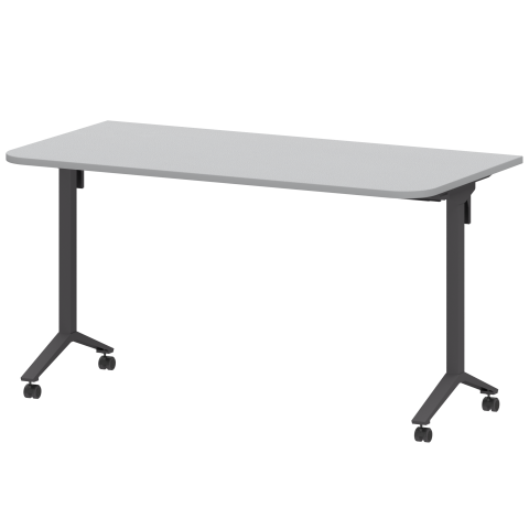 Стол мобильный складной радиусный МБ22-140.70Р Серый/Антрацит 1400x700x750 Моби