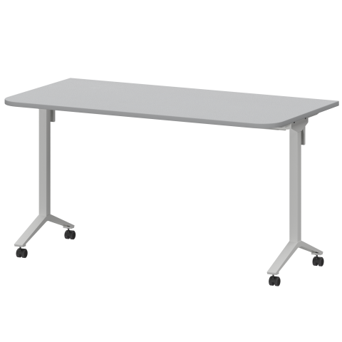 Стол мобильный складной радиусный МБ22-140.70Р Серый/Белый 1400x700x750 Моби