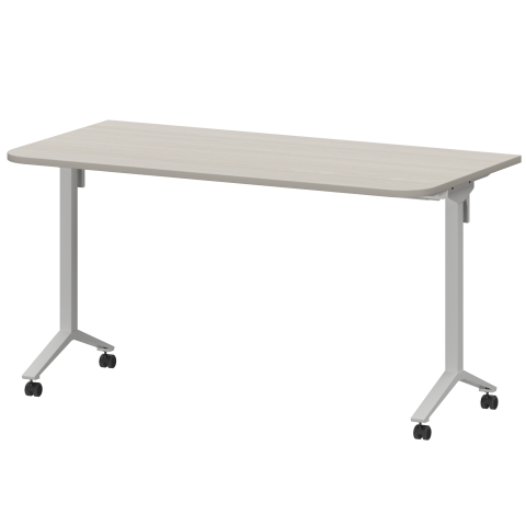 Стол мобильный складной радиусный МБ22-140.70Р Ясень шимо/Белый 1400x700x750 Моби