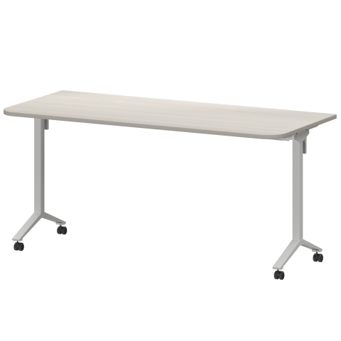 Стол мобильный складной радиусный МБ22-160.70Р Ясень шимо/Белый 1600x700x750 Моби