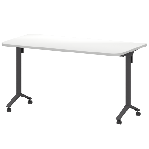 Стол мобильный складной радиусный МБ25-140.70Р Белый/Антрацит 1400x700x750 Моби