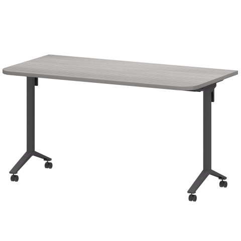 Стол мобильный складной радиусный МБ25-140.70Р Лиственница/Антрацит 1400x700x750 Моби