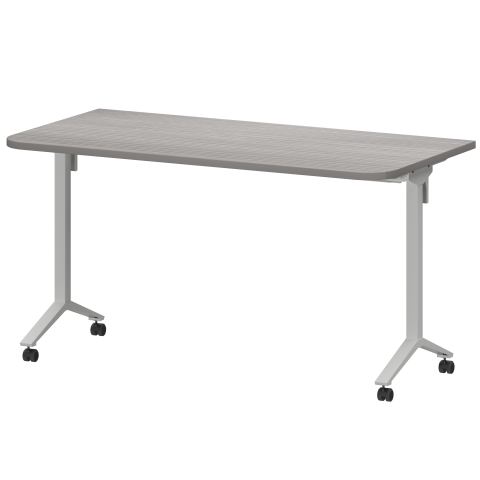 Стол мобильный складной радиусный МБ25-140.70Р Лиственница/Белый 1400x700x750 Моби