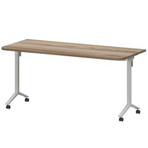 Стол мобильный складной радиусный МБ25-160.70Р Дуб сафари/Белый 1600x700x750 Моби