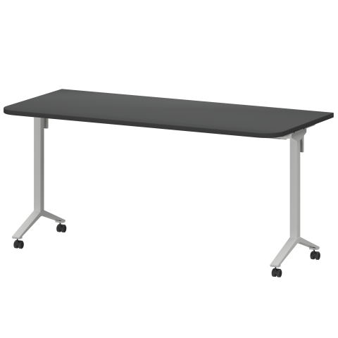 Стол мобильный складной радиусный МБ25-160.70Р Графит/Белый 1600x700x750 Моби