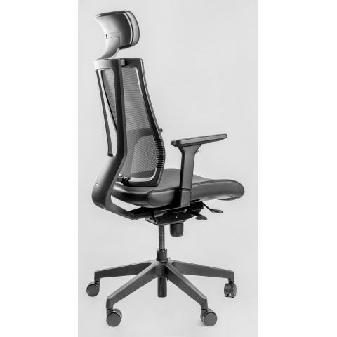 Кресло Falto G-1 GON-01KAL/BK-BK-L (каркас черный, спинка черная, сидение эко-кожа черная)