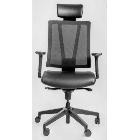 Кресло Falto G-1 GON-01KAL/BK-BK-L (каркас черный, спинка черная, сидение эко-кожа черная)